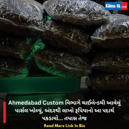 Ahmedabad Custom વિભાગે થાઈલેન્ડથી આવેલું પાર્સલ ખોલ્યું, અંદરથી લાખો રૂપિયાનો આ પદાર્થ પકડાયો... તપાસ તેજ